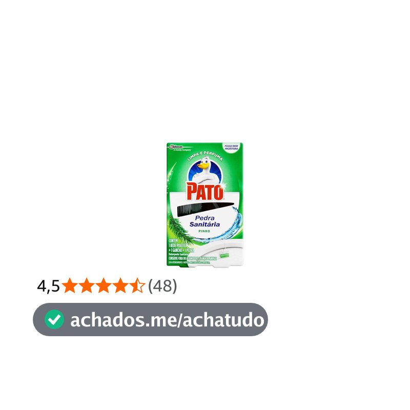 Pato Pedra Sanitaria Pinho, Desodorizador Sanitário, Limpeza Banheiro, 25g