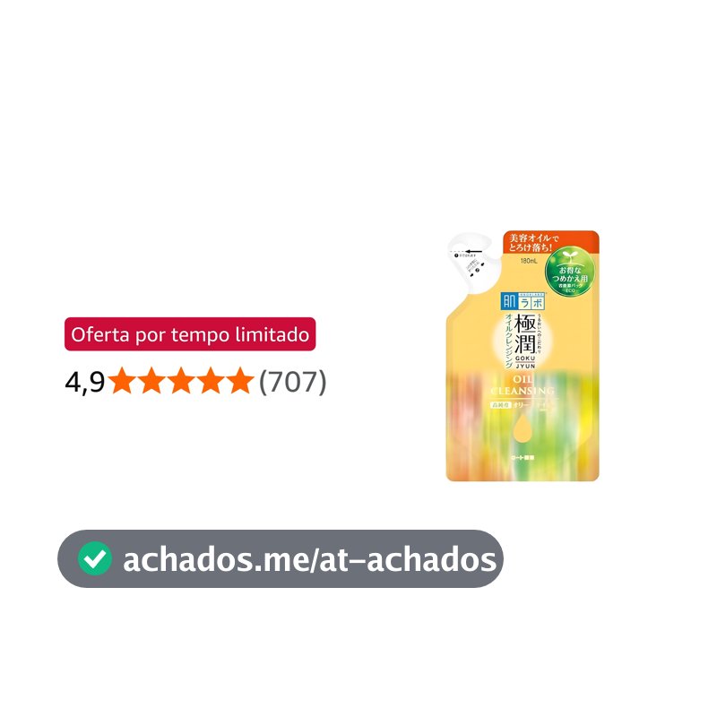 Hada Labo Demaquilante Cleansing Oil Refil - Limpador Facial 180 ml - Remove Maquiagem Resistente à Água - Limpeza Eficaz sem Ressecar