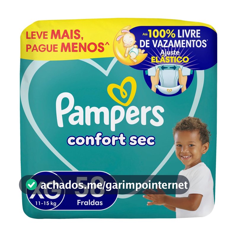 Fralda Pampers Confort Sec Tamanho XG 58 Unidades