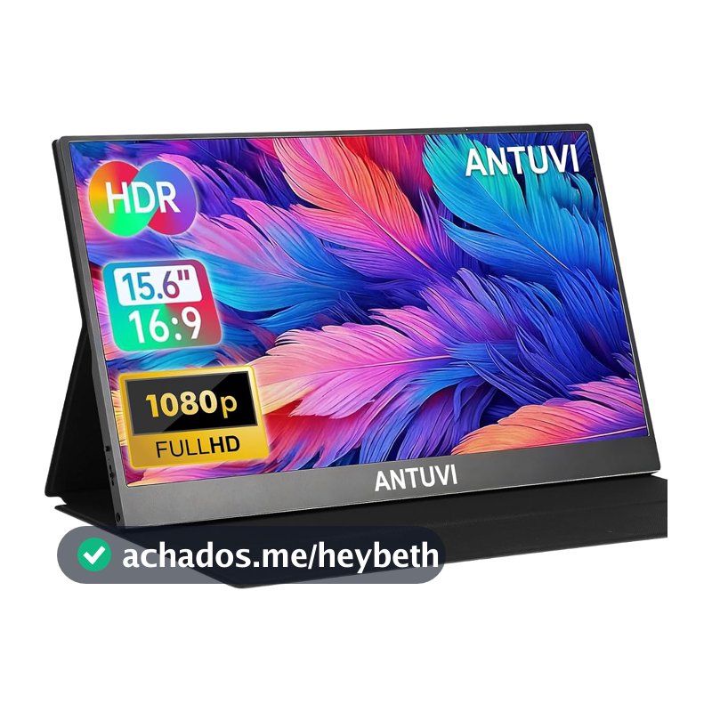 ANTUVI Monitor Portátil 15.6''+ Case, 1080P, MINI Segunda de Notebook Extensor De Tela, Ultra-Slim e portátil, com alto-falante de pé, Adequado para Viagens, Casa, Trabalho/Jogos