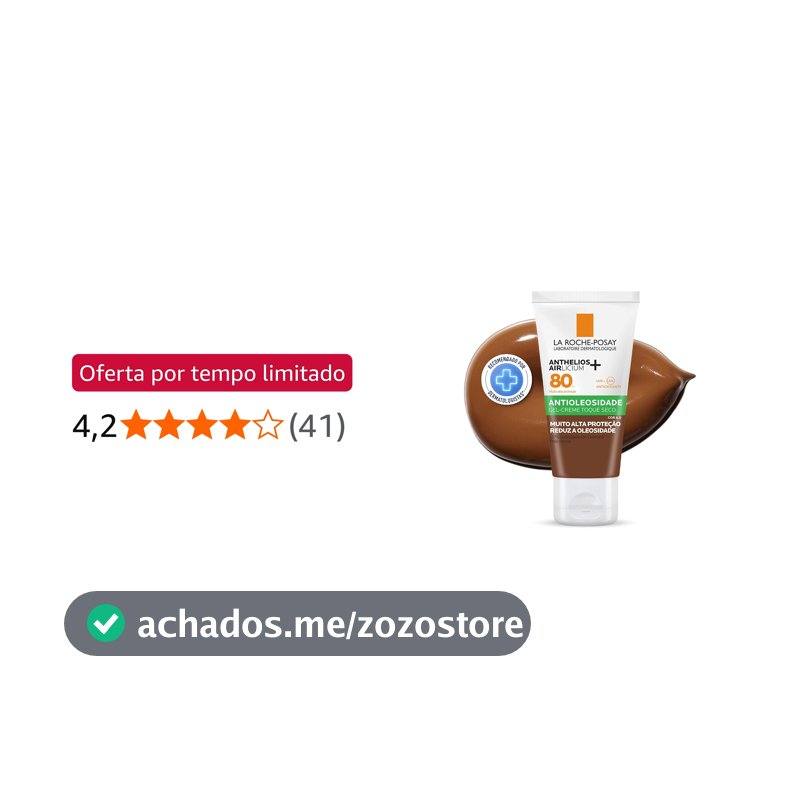 La Roche-Posay, Anthelios Airlicium, Protetor Solar Facial Antioleosidade com Cor, Controle de Oleosidade, Efeito Matte, Toque limpo, Ação anti-transferência da cor, Cobertura