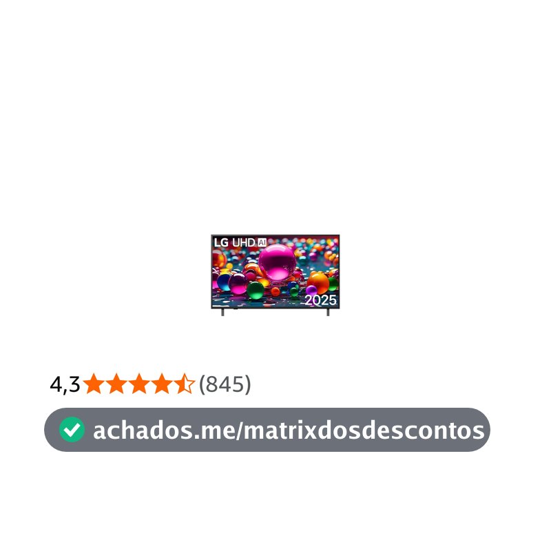 Smart TV LG UHD AI UA75 50 polegadas HDR10 Pro Processador α7 AI Ger 8 webOS 25