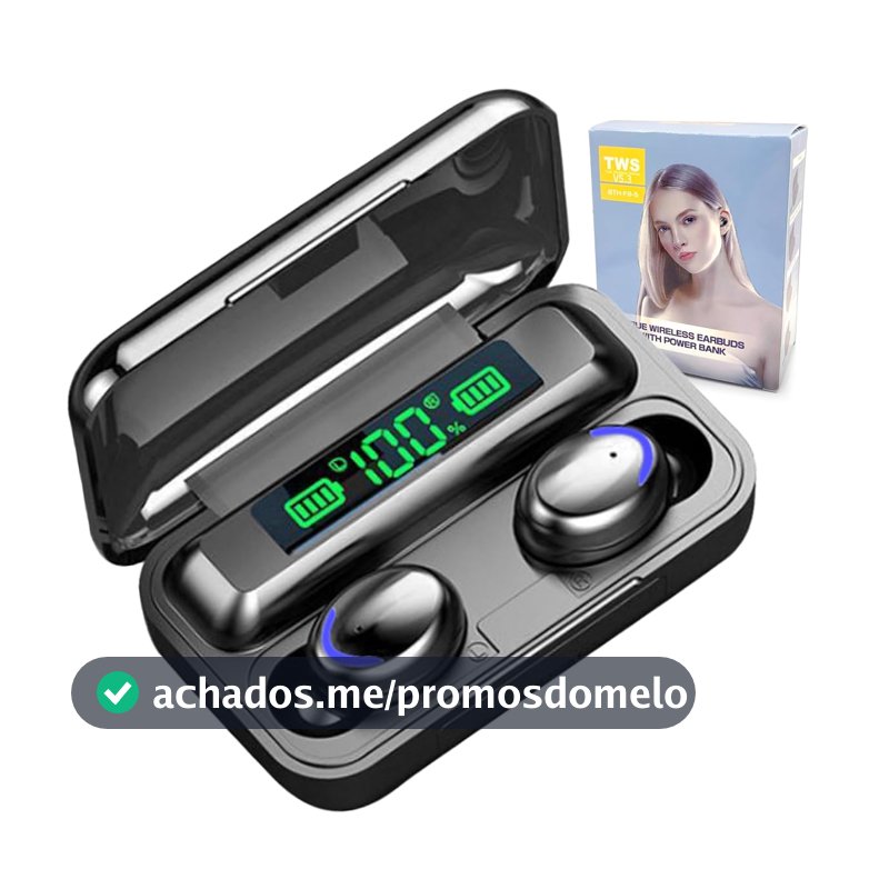 Fone de ouvido bluetooth 5.3 - Função power bank e mostrador digital