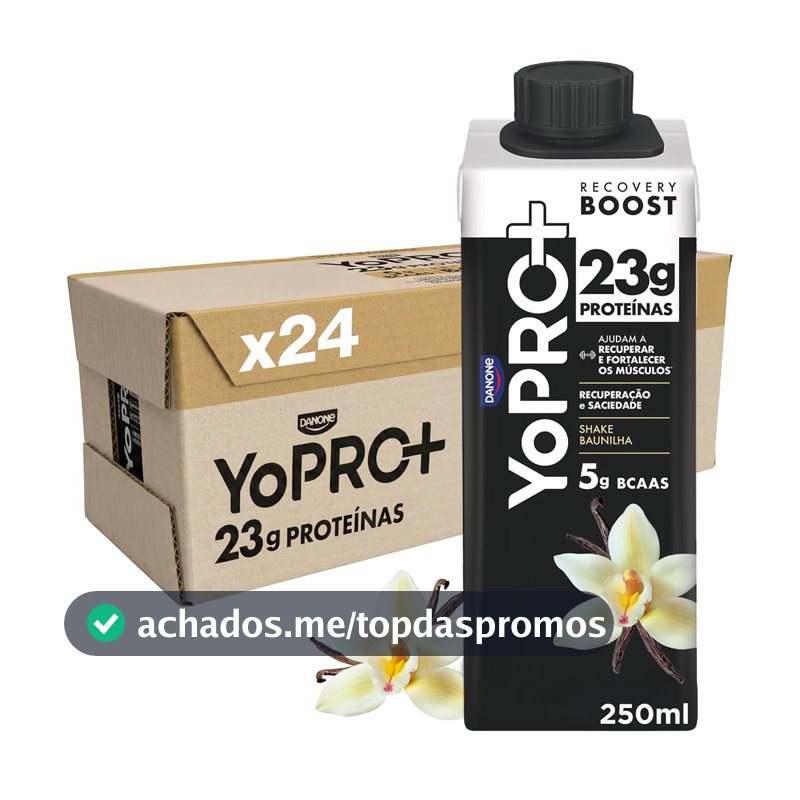 Pack YoPRO Bebida Láctea UHT Baunilha, Alto Teor de Proteína (23 g), Caixinha 250 ml – 24 Unidades