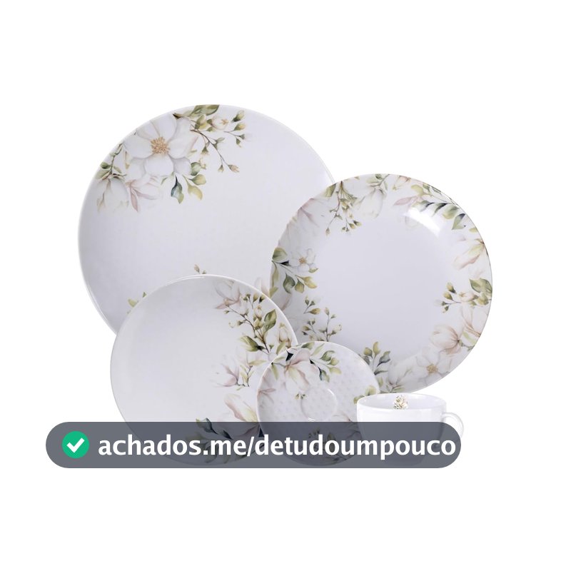 Aparelho de Jantar Tramontina Magnólia em Porcelana Decorada 20 Peças