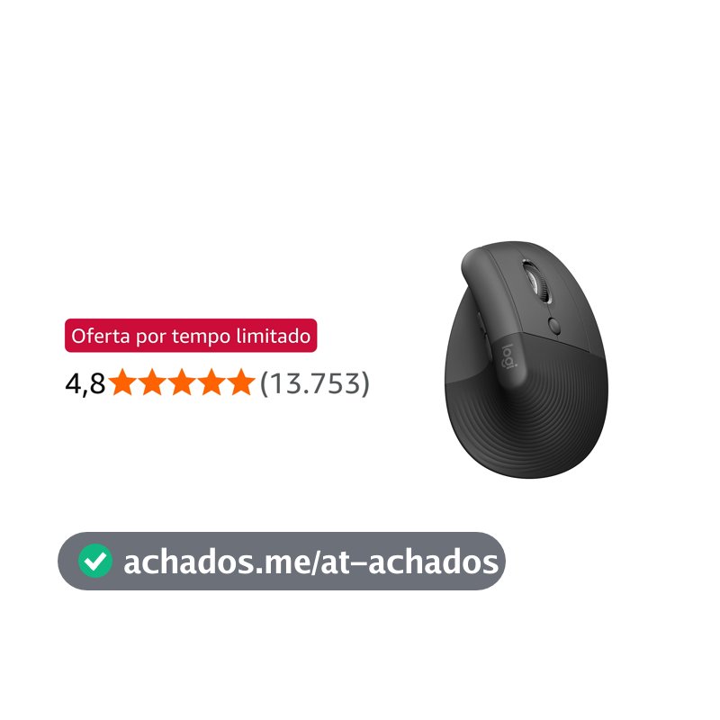 Mouse Sem Fio Logitech Lift Vertical com Design Ergonômico para Redução de Tensão Muscular, Cliques Silenciosos, Conexão Bluetooth ou USB Logi Bolt, Compatível com Windows/macOS/iPadOS - Grafite