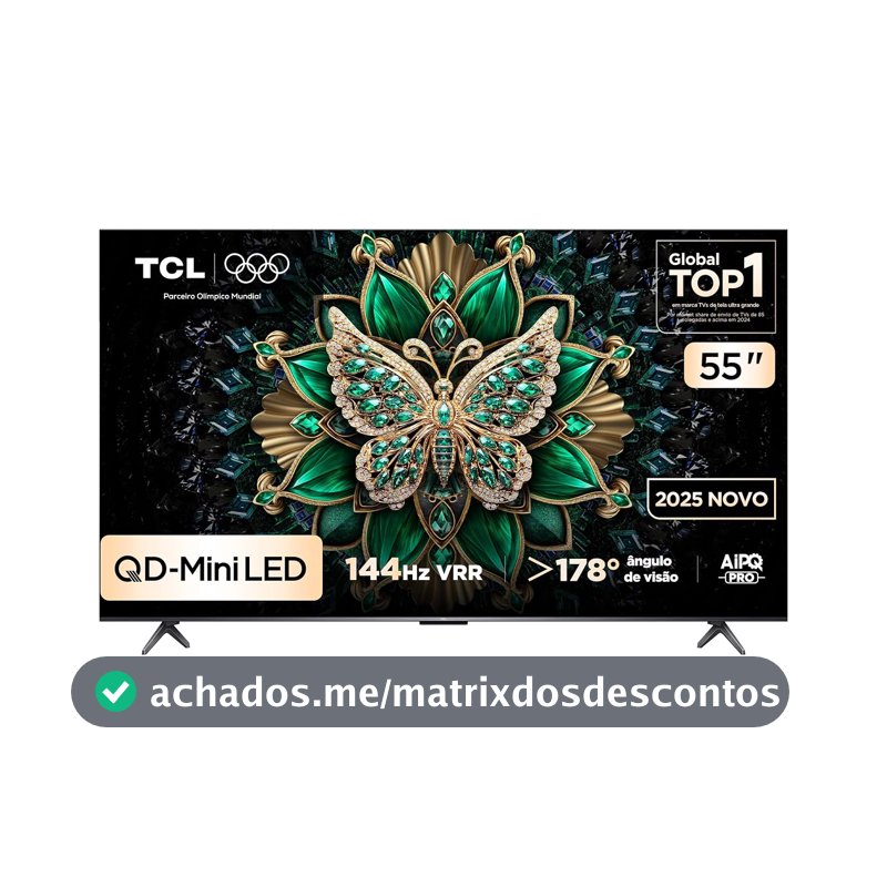 Smart TV TCL 55 Polegadas QD-Mini LED 4K C6K WiFi Bluetooth Google TV 4 HDMI 144Hz HDR10+ 55C6K