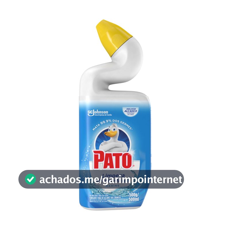 Pato Limpador Sanitário Gel Desinfetante, Marine, Limpeza Profunda, 500ml