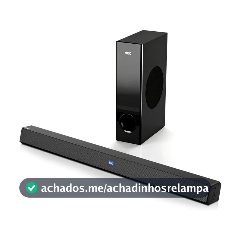 AOC ACS3410 Soundbar 2.1 Canais Home Theater - 3D Surround 360°, 85W, Subwoofer Incluso + Controle Remoto, Bluetooth+HDMI, Compatível com Diversos Dispositivos
