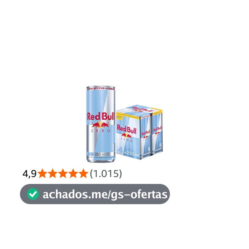 Red Bull Energético, Zero, Sem Açúcar, 250ml, 4 latas