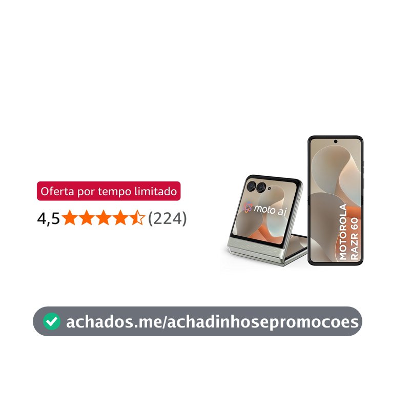 Smartphone Motorola Razr 60-256GB 12GB RAM+12GB Ram Boost Tela dobrável 6,9" pOLED e externa 3,6” Moto AI camera IP48 - Branco