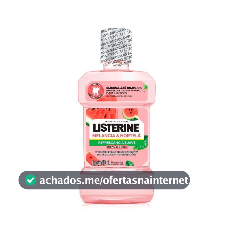 Enxaguante Bucal Listerine, Sem Álcool, Melancia e Hortelã, 250ml