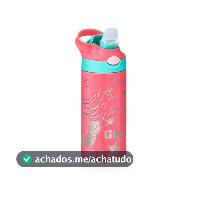 Garrafa Infantil de Inox Sereia com bebedor silicone 350 ml Lillo
