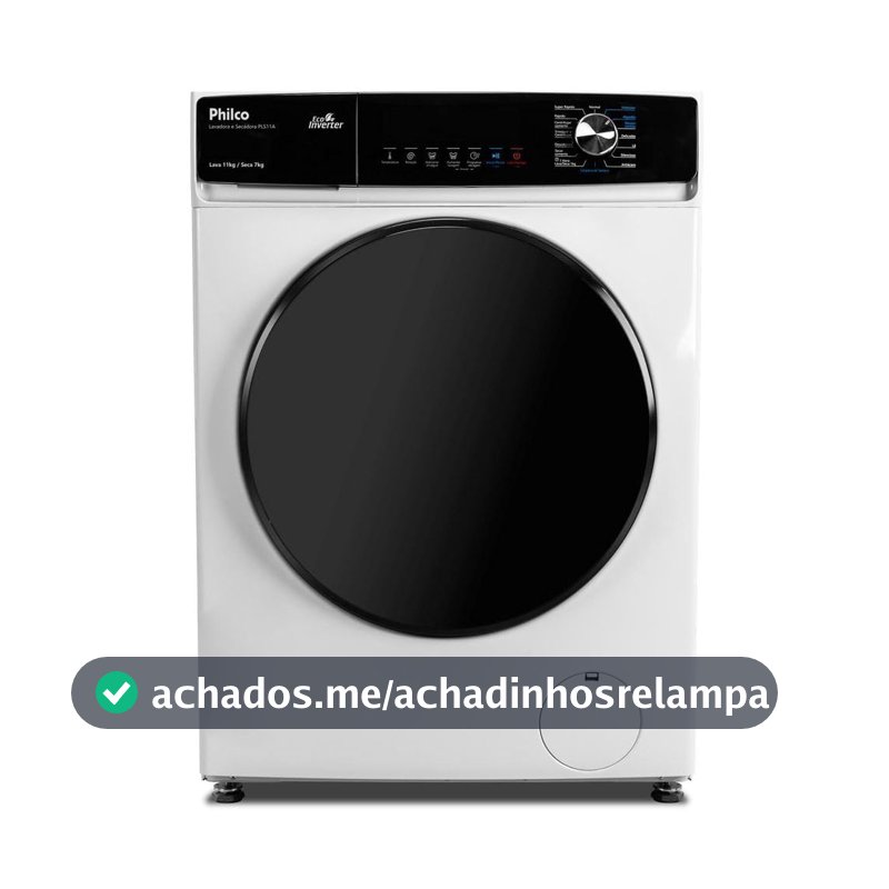 Lava e Seca Philco 11kg Pls11a Eco Invertplus 16 Programas Lavagem Branca 220v