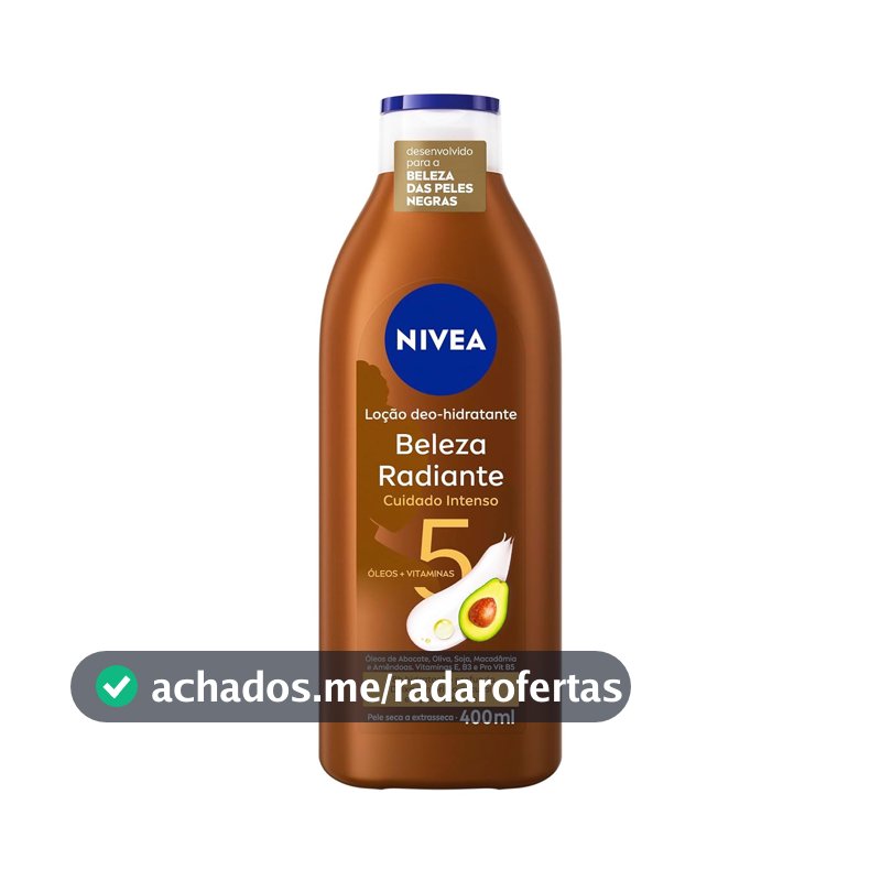 NIVEA Hidratante Desodorante Beleza Radiante Cuidado Intenso 400ml - Desenvolvido especialmente para a beleza da pele negra, ajuda na reparação das áreas ressecadas
