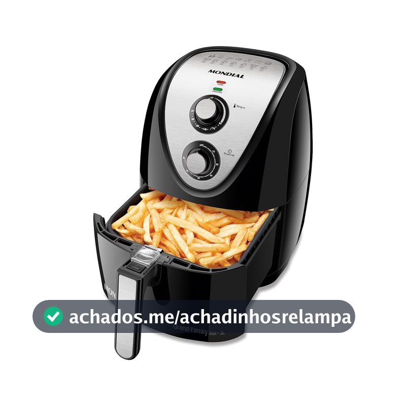 MONDIAL Fritadeira Sem Óleo Grand Family Inox - 5L, 220V, Preto, 1900W - AFN-50-BI