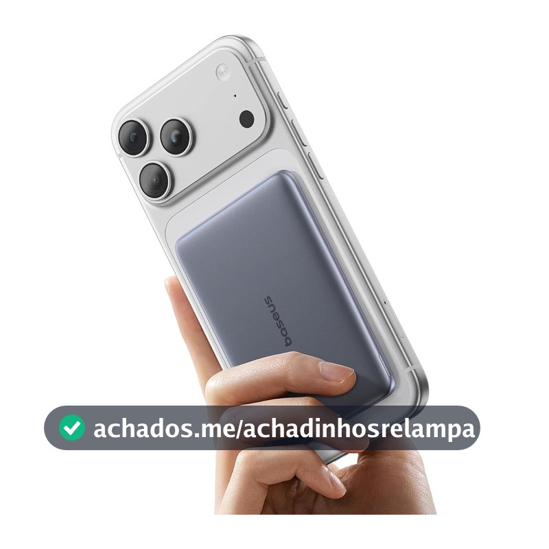 Carregador portátil Baseus Picogo Magsafe, Power Bank sem fio Ultra Slim 5000mAh, bateria magnética de carregamento rápido de 20W com USB-C para iPhone,Cinza Cósmico
