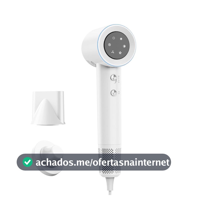 GOKOCO Secador De Cabelo Profissional 110v 127v,120000 RPM High Speed Hair Dryer 1600W com Display Digital LED e Bocal de ar Magnético,GD029 Branco