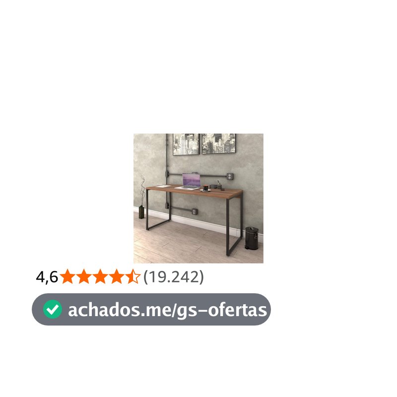 Mesa para Escritório Office Estilo Industrial 1,50m Kuadra, Compace
