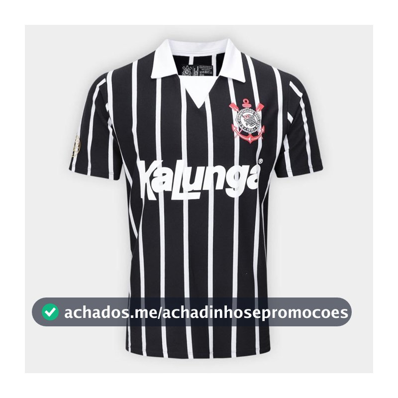 Camisa Polo Corinthians Retrô Kalunga Masculina Preta