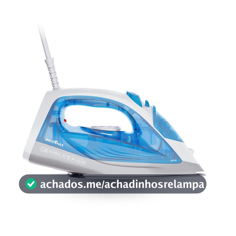 Ferro de Passar a Vapor Britânia Base Cerâmica 92 Saídas de Vapor Reservatório 320ml BFV70 127V