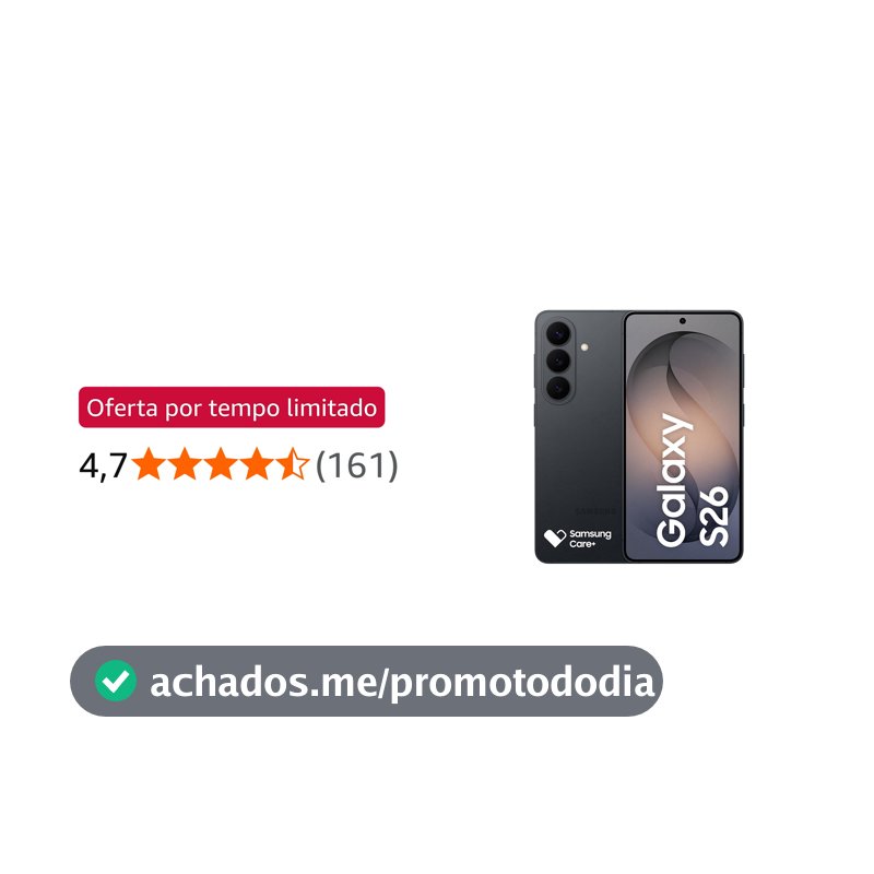 Celular Samsung Galaxy S26 5G, 256GB, 12GB RAM, Câmera Tripla de 50+12+10, Tela Grande de 6.3" - Preto