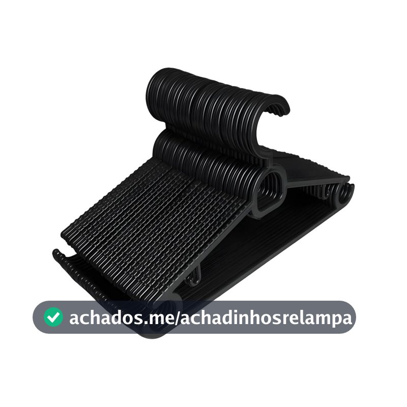 CSCABIDES Kit 20 Cabides Adulto Preto Antideslizante Reforçado Slin Roupas