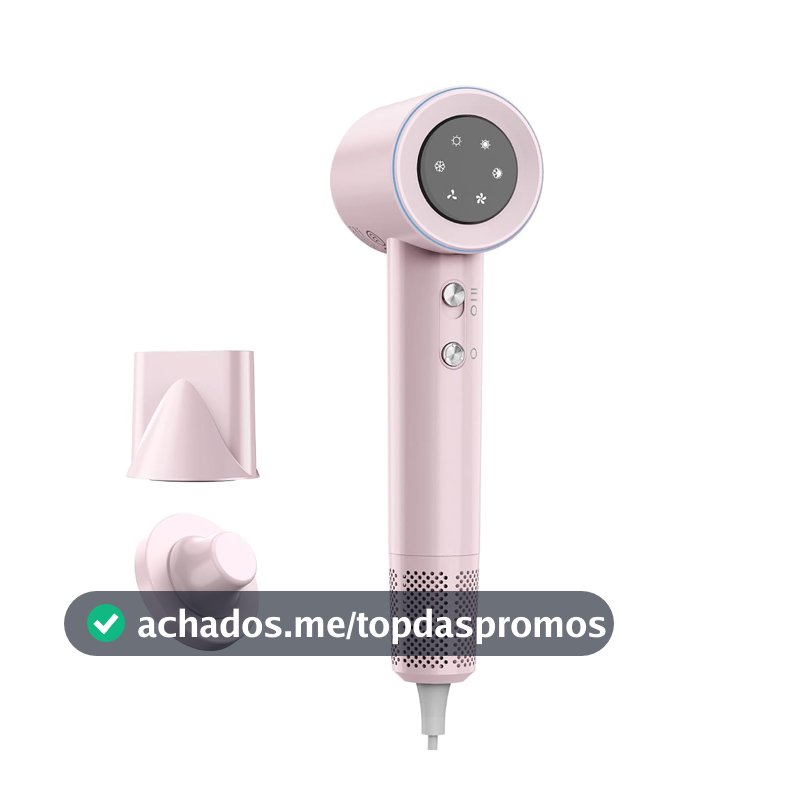 GOKOCO Secador De Cabelo Profissional 110v 127v,120000 RPM High Speed Hair Dryer 1600W com Display Digital LED e Bocal de ar Magnético,GD029 Rosa
