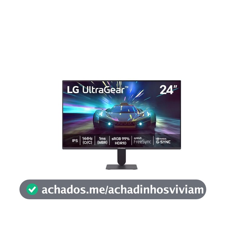 LG UltraGear Monitor Gamer 24" IPS 144Hz (O/C) 1ms (MBR) Full HD (1920x1080) HDR10 NVIDIA G-SYNC AMD FreeSync, Preto - 24G411A