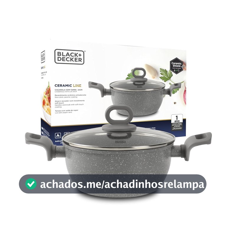 BLACK+DECKER CAÇAROLA 24 CM 4,5 LITROS CERAMIC LINE - CORPO COM REVESTIMENTO CERÂMICO COM EXTERIOR NA COR CINZA, BASE COMPATÍVEL COM INDUÇÃO - GREY MARBLE