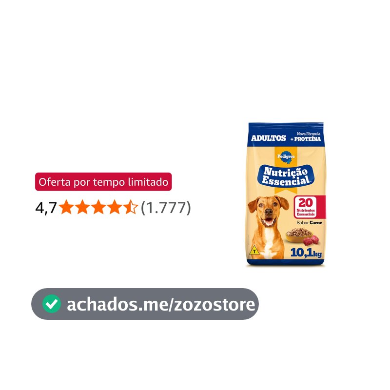 PEDIGREE Ração Nutrição Essencial Carne Para Cães Adultos 10.1kg