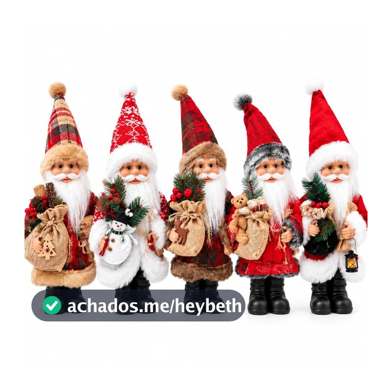 Kit 5 Mini Bonecos Papai Noel 13 cm