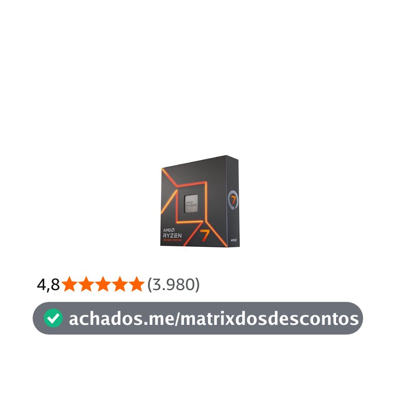 Processador AMD Ryzen 7 7700X Box (AM5/8 Cores/16 Threads/5.4GHz/40MB Cache/Radeon Graphics) Com Vídeo/Sem Cooler