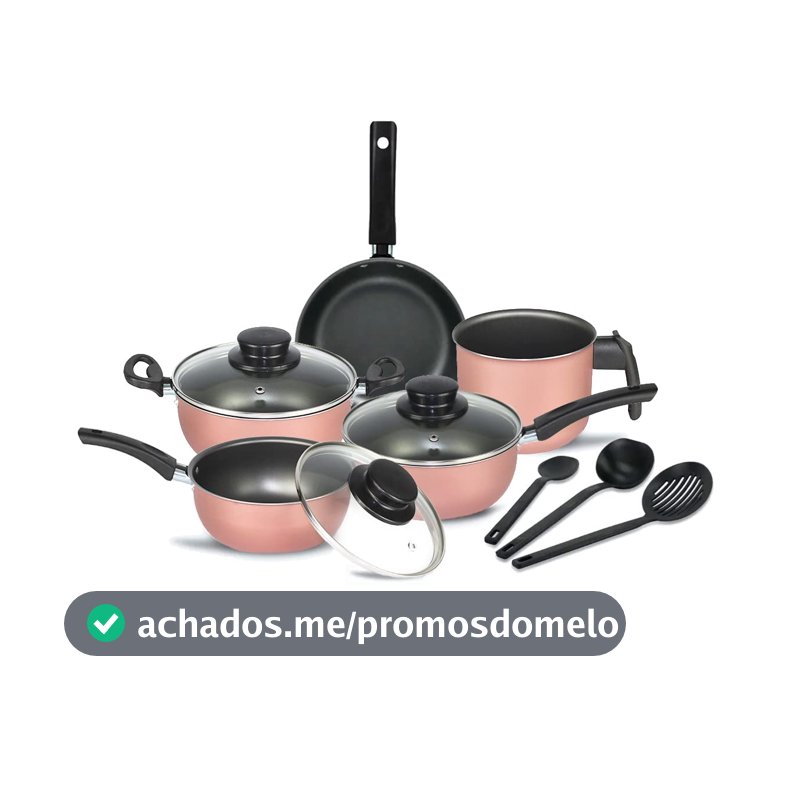 Jogo de Panelas Elegan com Tampa Vidro 8 Peças- Rosa