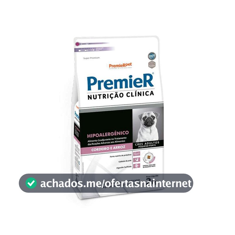 Ração Para Cães de Raças Pequenas Nutrição Clánica Hipoalergenico Cordeiro e Arroz 2kg Premier