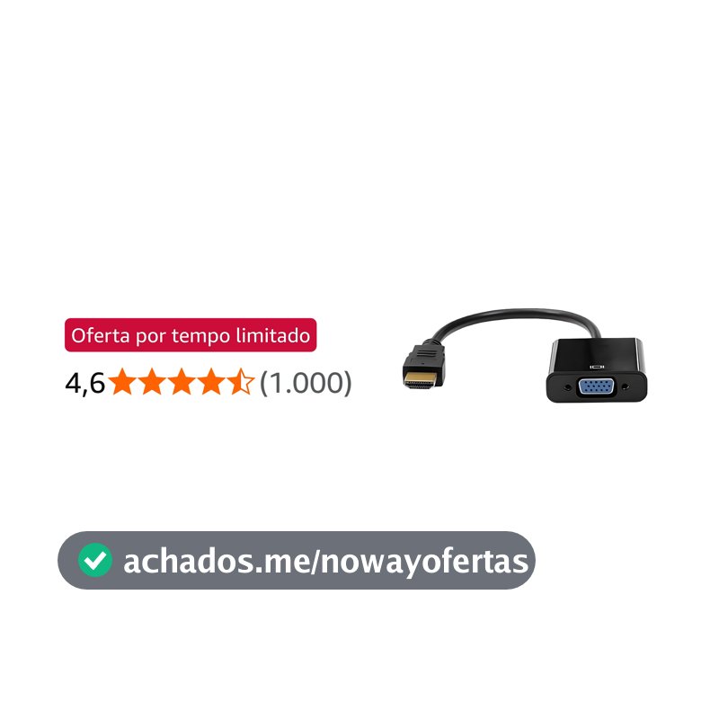 PlusCable Cabo Adaptador de video HDMI Macho para VGA Femea ADP-HDMIVGA10BK