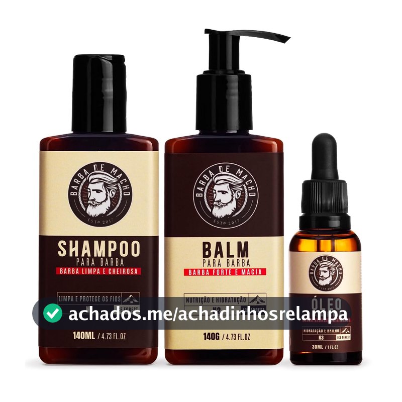Kit para Barba Shampoo Balm e Óleo Ice Forest - Barba de Macho