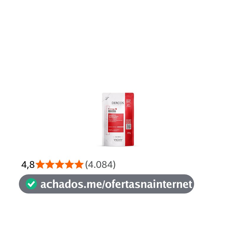 Vichy Dercos Energy+ Shampoo Antiqueda Estimulante Refil, 200g