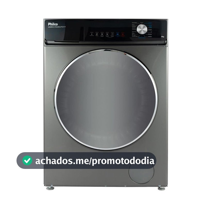 Lava e Seca Philco 16 Programas Eco Inverter 10kg Inox PLS11T 220V