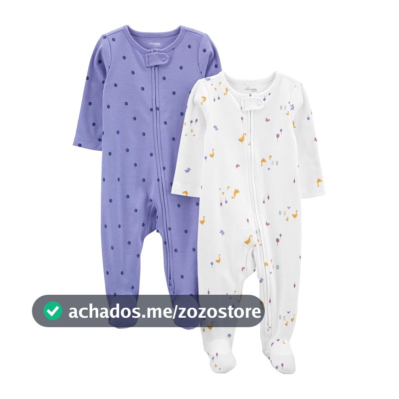 Macacão de dormir para bebês Cotton Sleep and Play, Pack of 2 Simple Joys by Carter'sMeninas