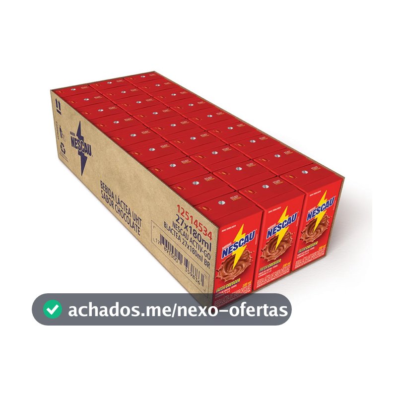 Bebida Láctea Nescau Chocolate, 180ml, 27 Unidades