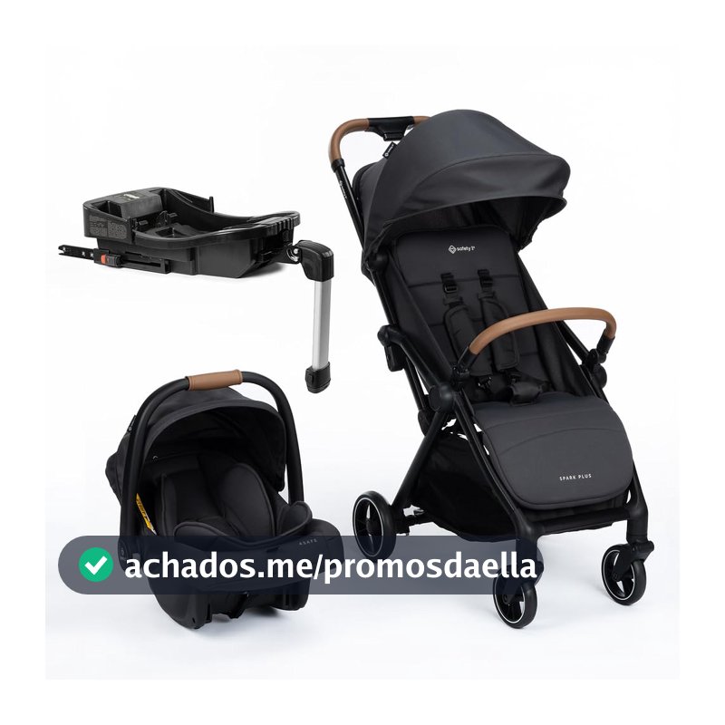 Travel System Safety 1st Spark Plus Trio com Isofix, 0 a 22 kg, Black Graphite