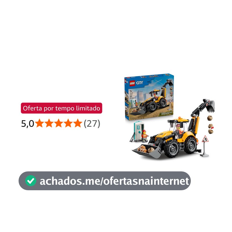 LEGO City Retroescavadeira Amarela 60480 7+ anos 301 peças Building Kit