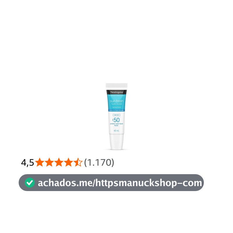 Protetor Solar Facial Neutrogena Sun Fresh Hydro Boost, Sem Cor, FPS 50, 40ml