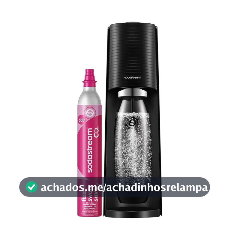 Máquina de Água com Gás Terra Preta SodaStream com Cilindro