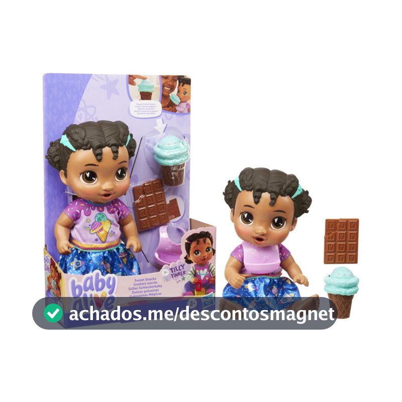 Baby Alive Sweet Snacks Tilly Tinker, Boneca Interativa com Acessorios