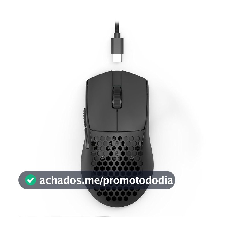 Mouse Gamer Redragon Bludhound Lite Preto Ultraleve 10000 DPI Estrutura Honeycomb 41g Cabo USB Tipo-C Removível M617-LIT