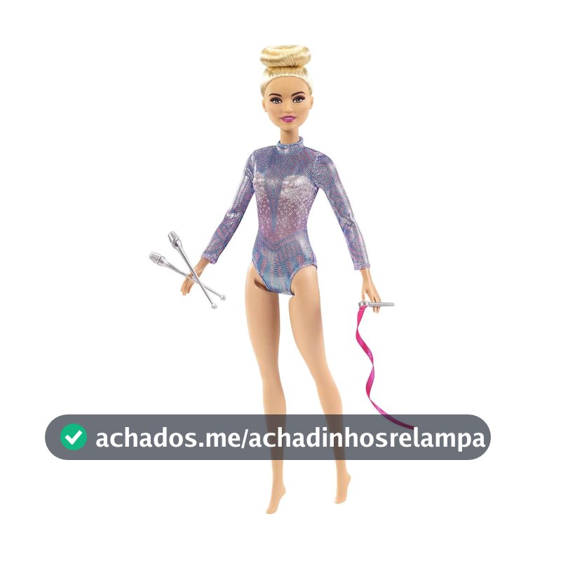 Boneca Barbie Profissões Ginasta Mattel. Maiô metálico com bastões e fita para brincar e imaginar apresentações artísticas. para crianças a partir dos 3 anos.