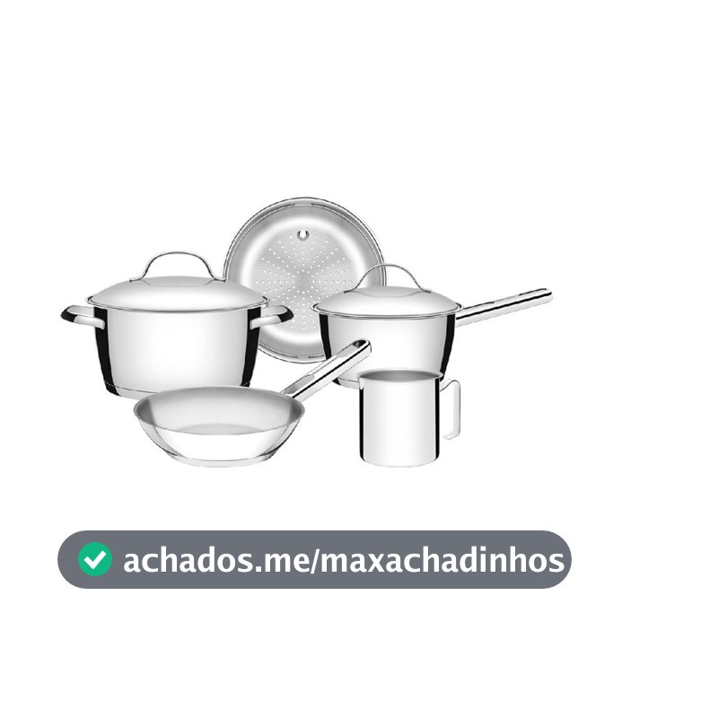 Jogo de Panelas Tramontina Allegra em Aço Inox com Fundo Triplo 5 Peças