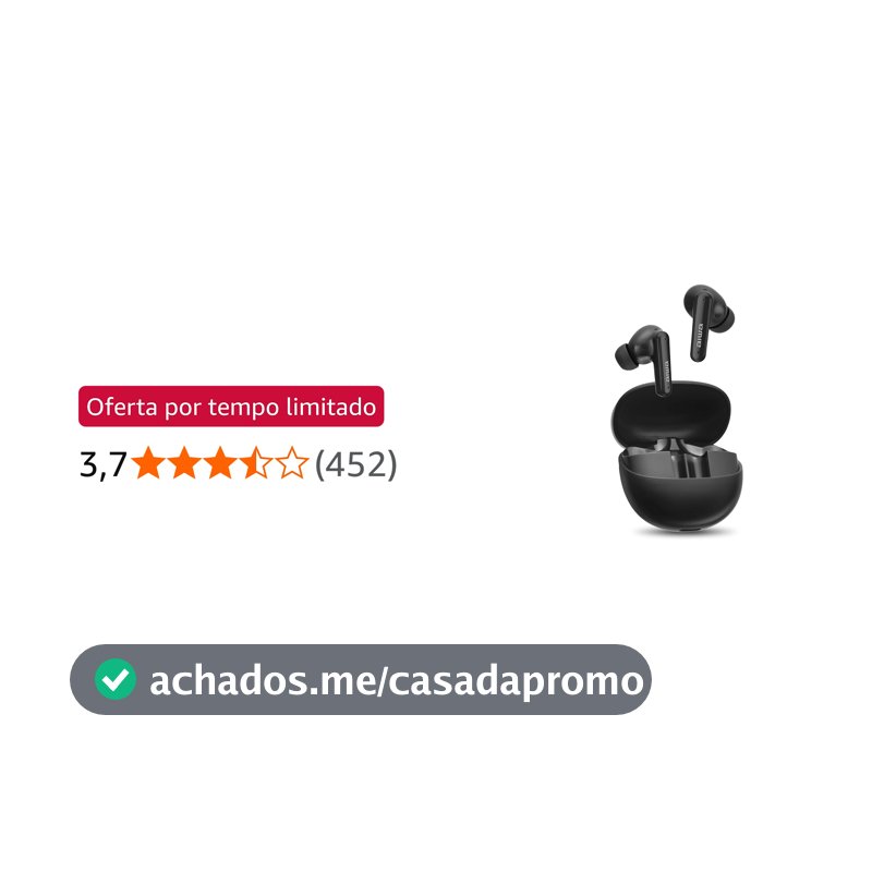 Fone de Ouvido Eardbud AIWA AWS-EB-04-B Bluetooth IPX4 ANC 26 Horas de bateria